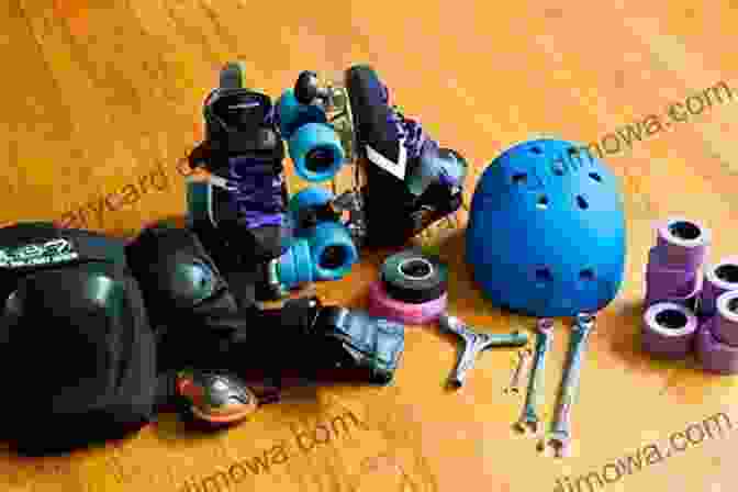 A Display Of Roller Derby Equipment, Including Skates, Helmets, Pads, And A Mouthguard, Arranged On A Wooden Surface. Roller Derby For Beginners : How To Get Started Tearing It Up At The Roller Rink