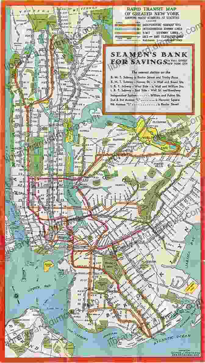 A Vintage Map Of New York City From The 1930s 1937 GUIDE TO NEW YORK: MANHATTAN BROOKLYN THE BRONX